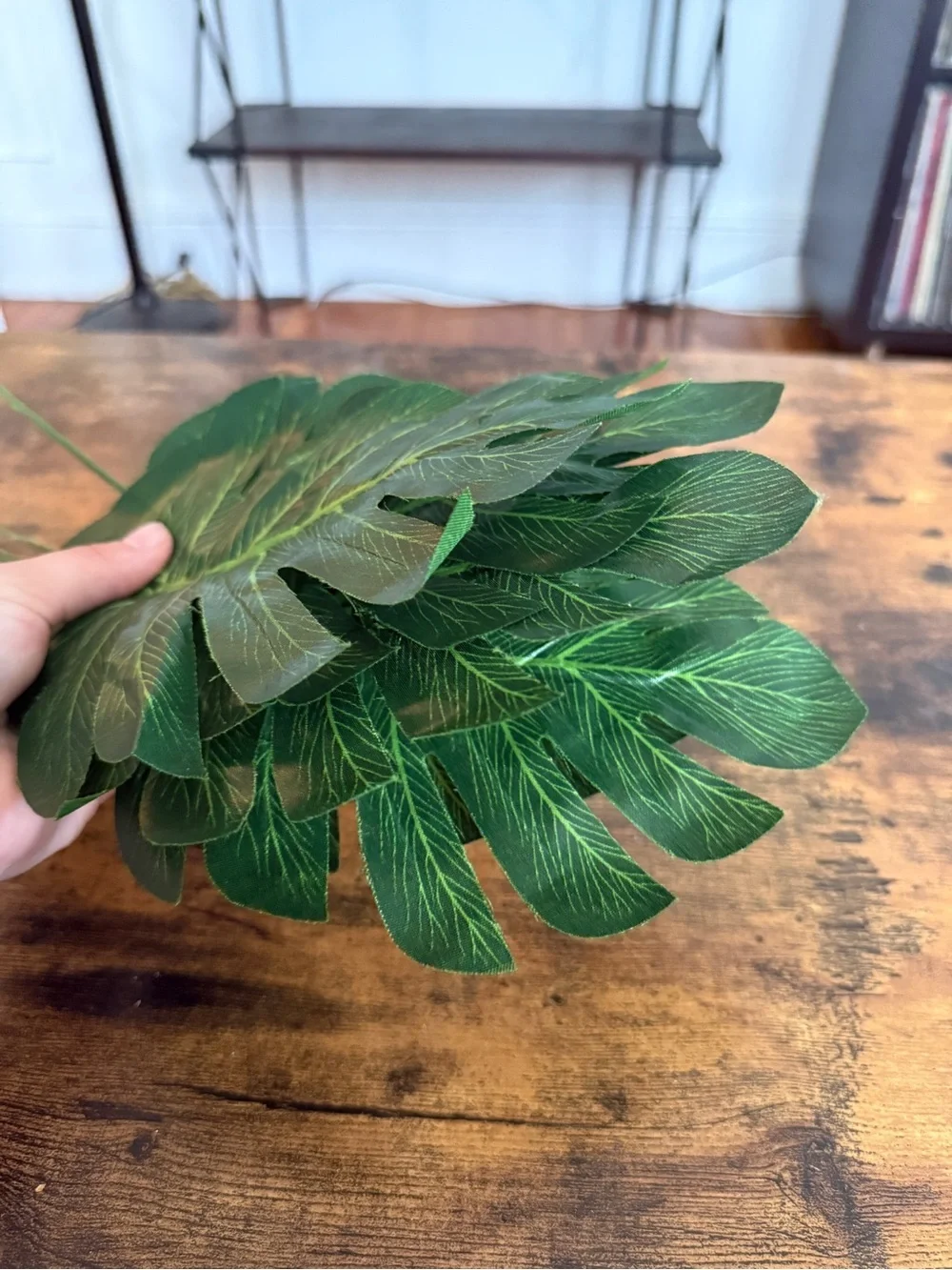 Set of 5 Faux Monstera Leaves - Green